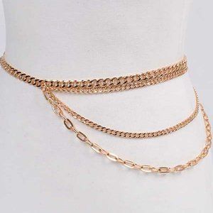 Plus Size Fashion Chain Belt -Gold